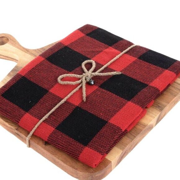 Robert Stanley Towel and Cutting Board Set Red Black Plaid Northwood Lodge NWT - Picture 1 of 7
